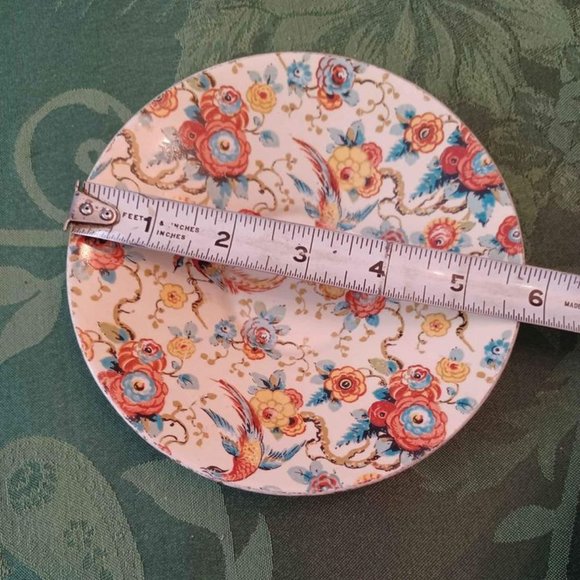 Grimwades England Royal Winton Ivory Norman Exotic Birds 1930s Creamer & Saucer - Picture 7 of 10